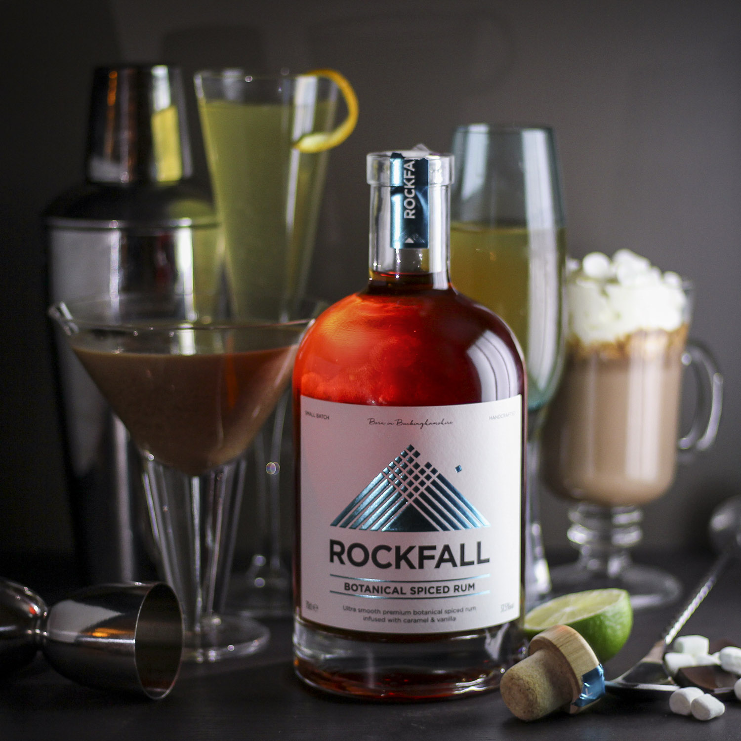 rockfall spiced rum with cocktails